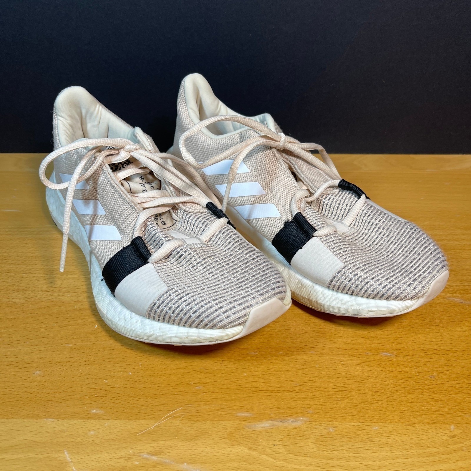Adidas Womens Sz 6.5 Pink White Boost Lightweight Running Shoes Sneakers
